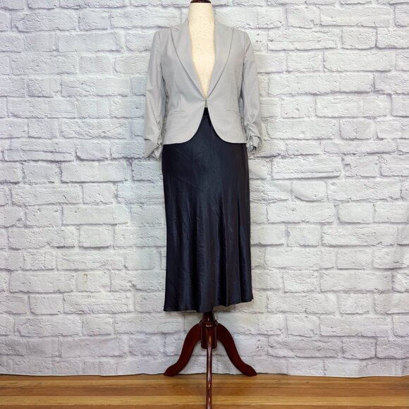 Rails Berlin Slate Gray Satin Pull-On Midi Skirt - Picture 5 of 9
